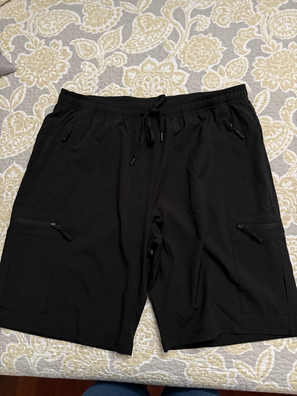 Everyday Black Athletic Shorts with Drawstring and Zip Pockets, great for golf